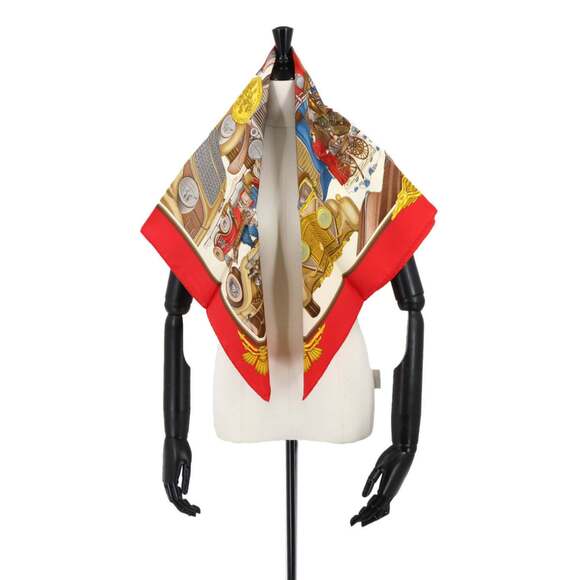 HERMES Authentic Red Silk Scarf - Picture 5 of 5